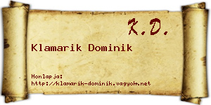 Klamarik Dominik névjegykártya